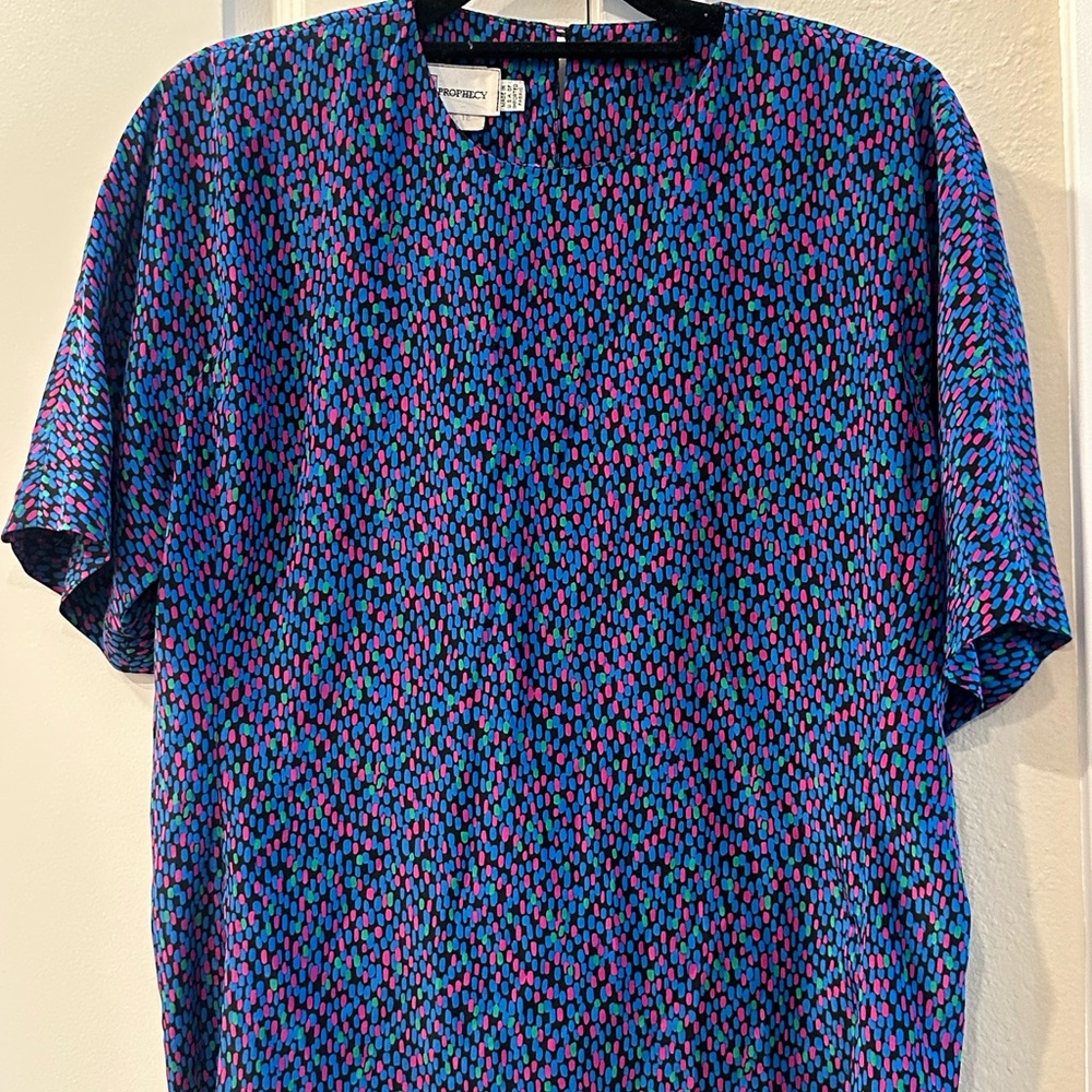 Vintage 1980s Prophecy Abstract Graphic Blouse | Made in USA | Size 12